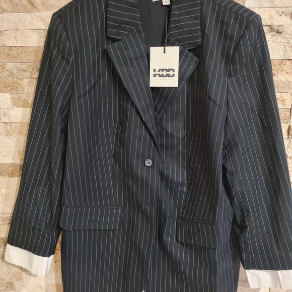 KBB by KAHLANA Target Womens The Shirt Blazer Jacket Navy/White Striped Large - Picture 5 of 5